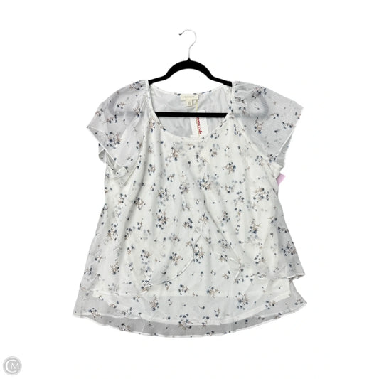 Blouse Short Sleeve By Clothes Mentor In White, Size: 1x