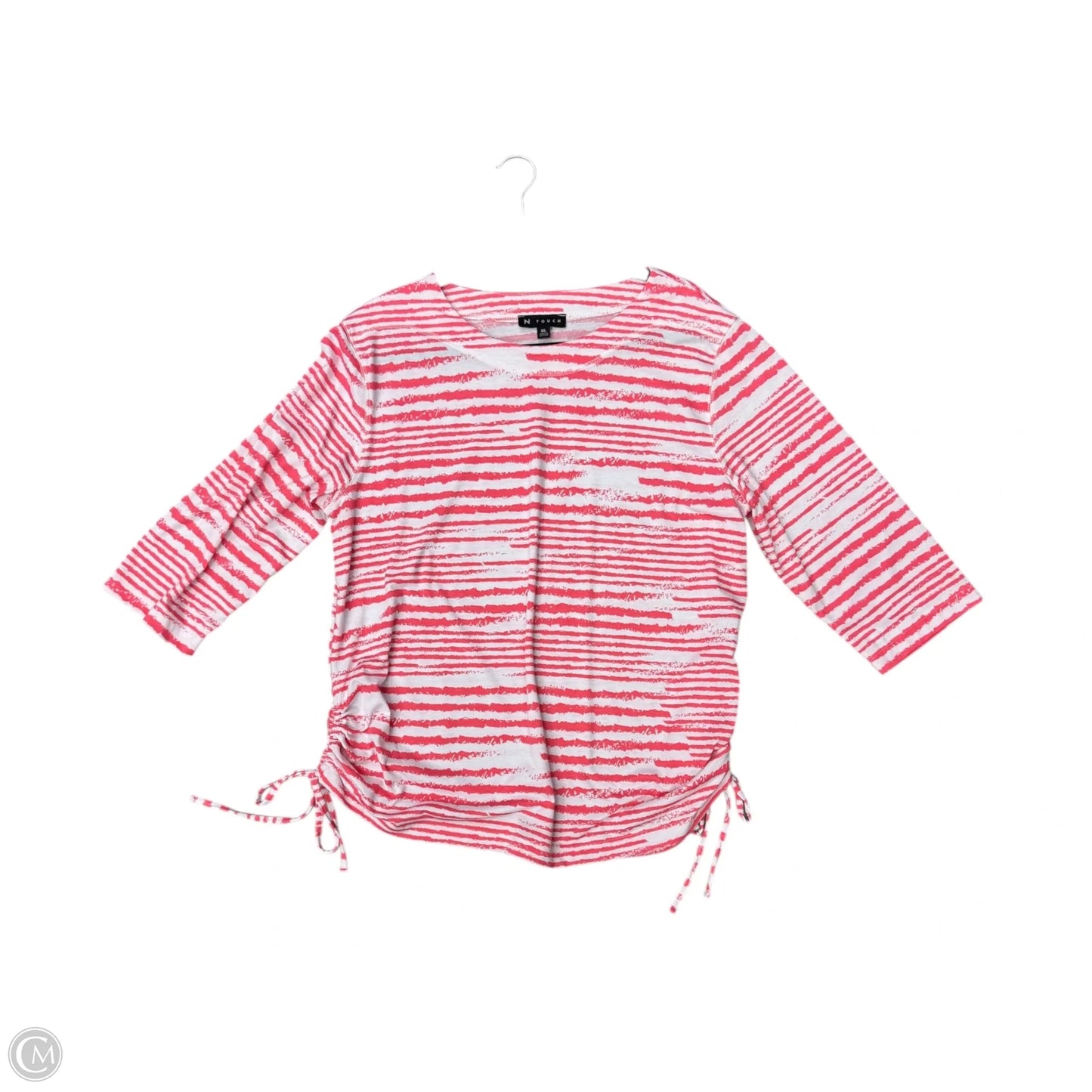 Top Short Sleeve By N Touch In Pink & White, Size: Xl