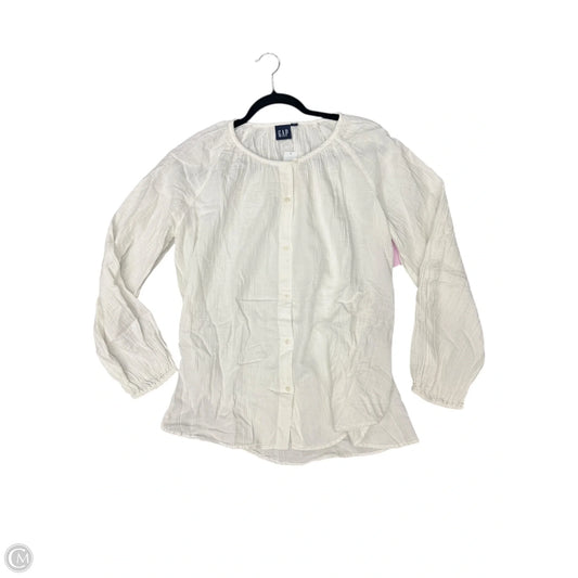 Blouse Long Sleeve By Gap In White, Size: L