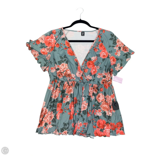 Blouse Short Sleeve By Shein In Green, Size: Xl