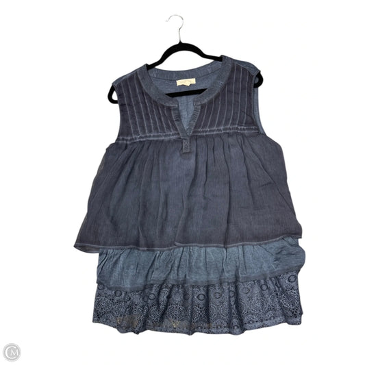 Top Sleeveless By Cmc In Navy, Size: 1x