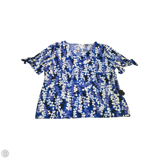 Blouse Short Sleeve By Liz Claiborne In Blue, Size: Xl