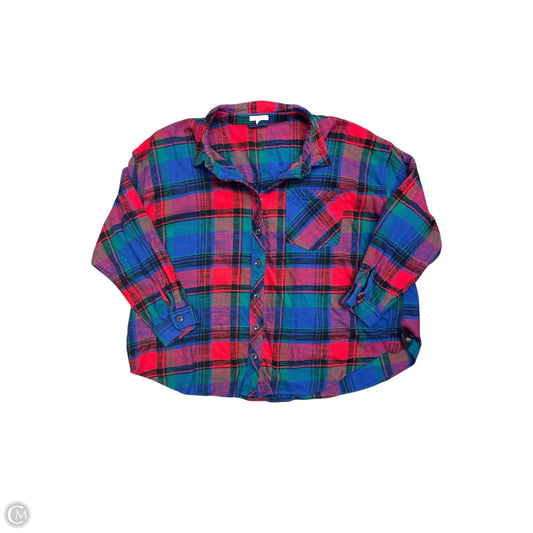 Blouse Long Sleeve By Maurices In Plaid Pattern, Size: 4x