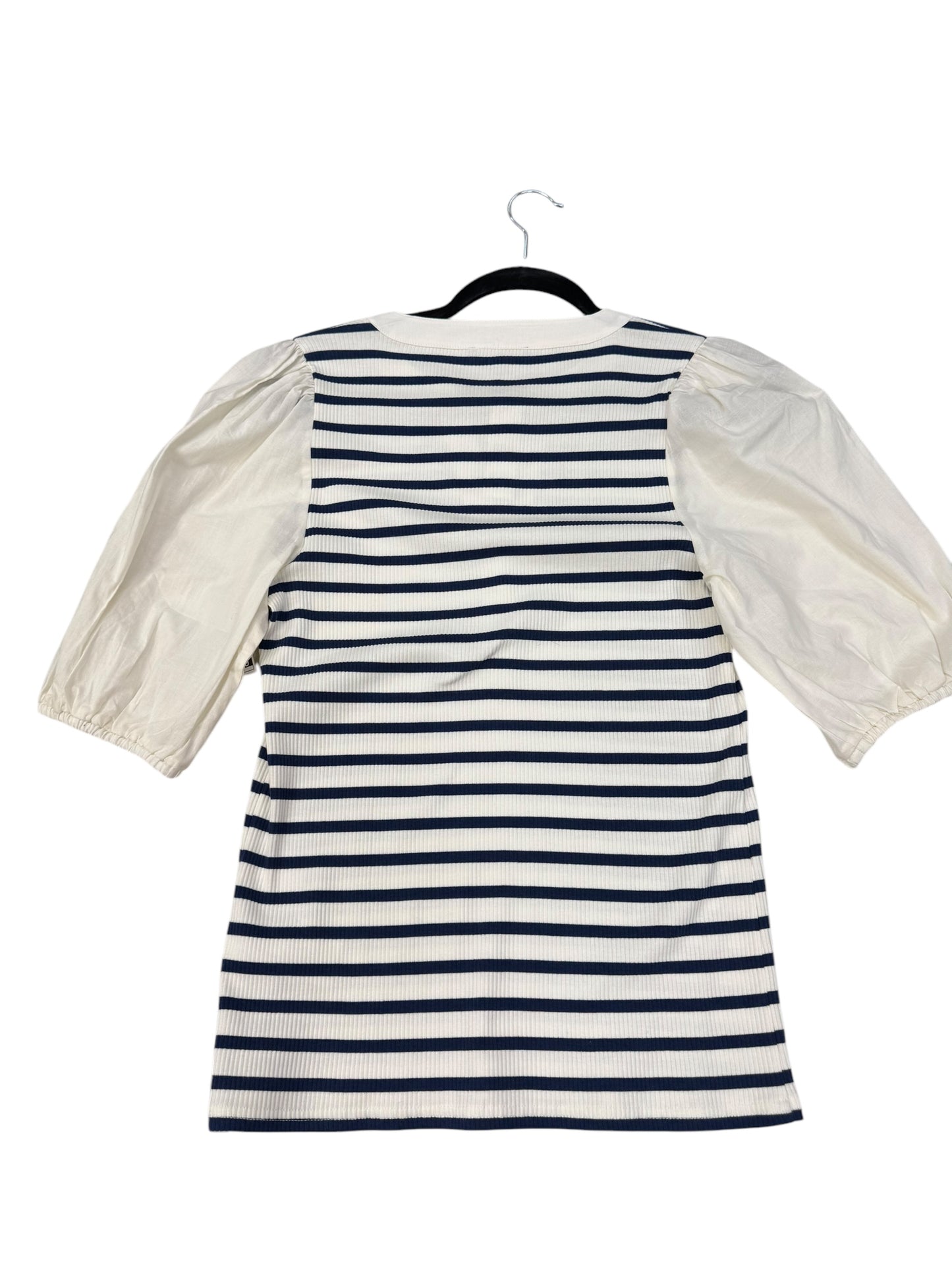 Top 3/4 Sleeve By J. Crew In Blue & Cream, Size: M