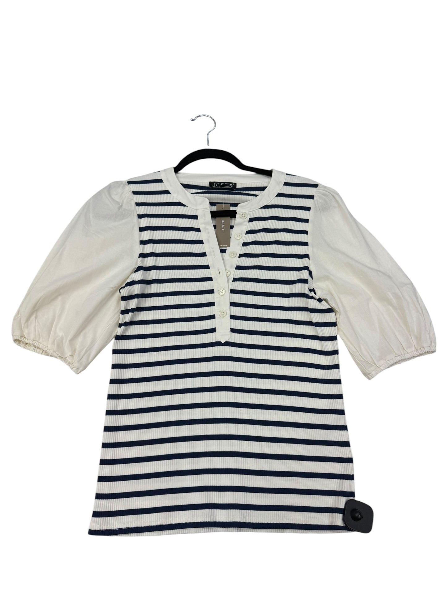 Top 3/4 Sleeve By J. Crew In Blue & Cream, Size: M