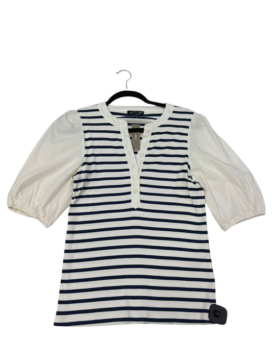 Top 3/4 Sleeve By J. Crew In Blue & Cream, Size: M