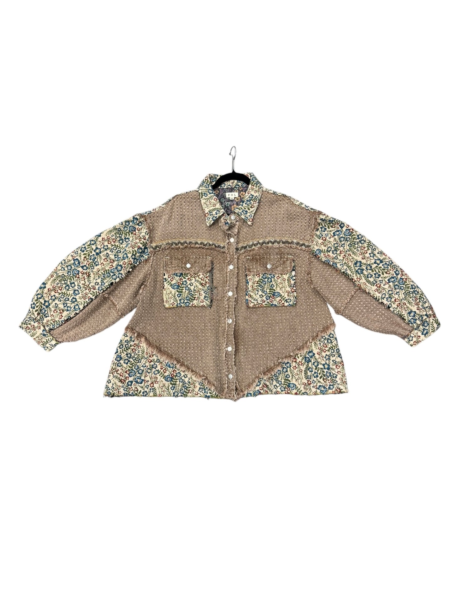 Jacket Shirt By Pol In Tan, Size: M