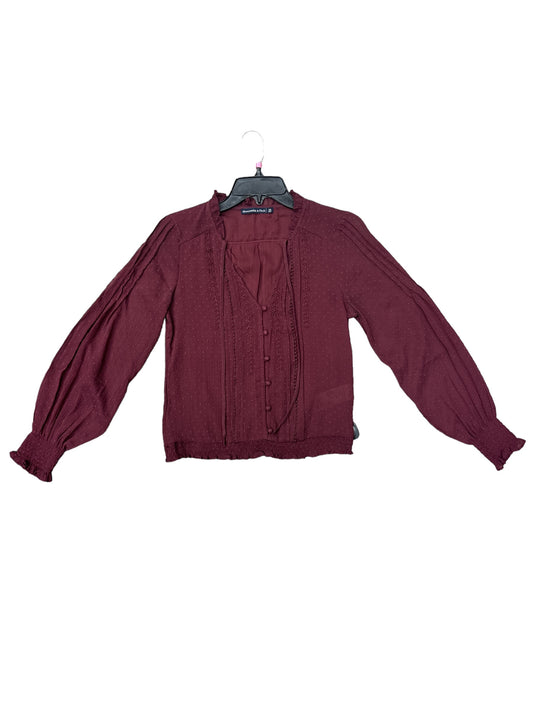 Red Blouse Long Sleeve Abercrombie And Fitch, Size Xs