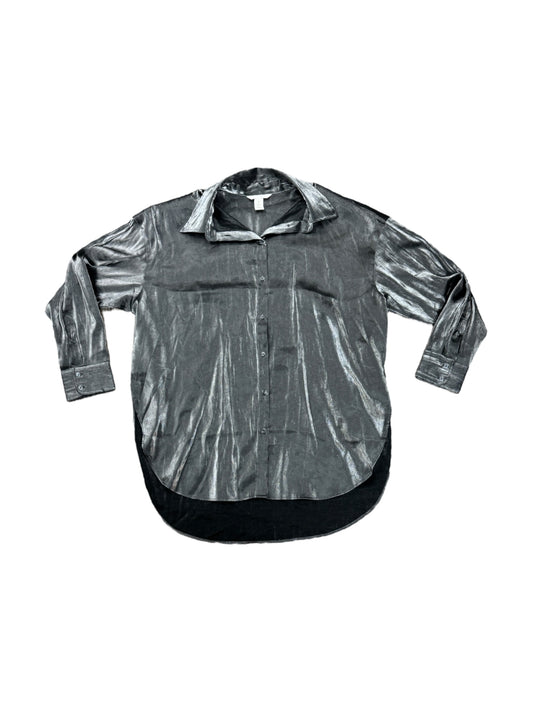 Silver Blouse Long Sleeve H&m, Size M