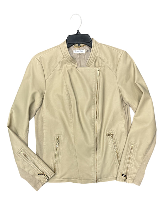 Jacket Moto By Calvin Klein In Tan, Size: M