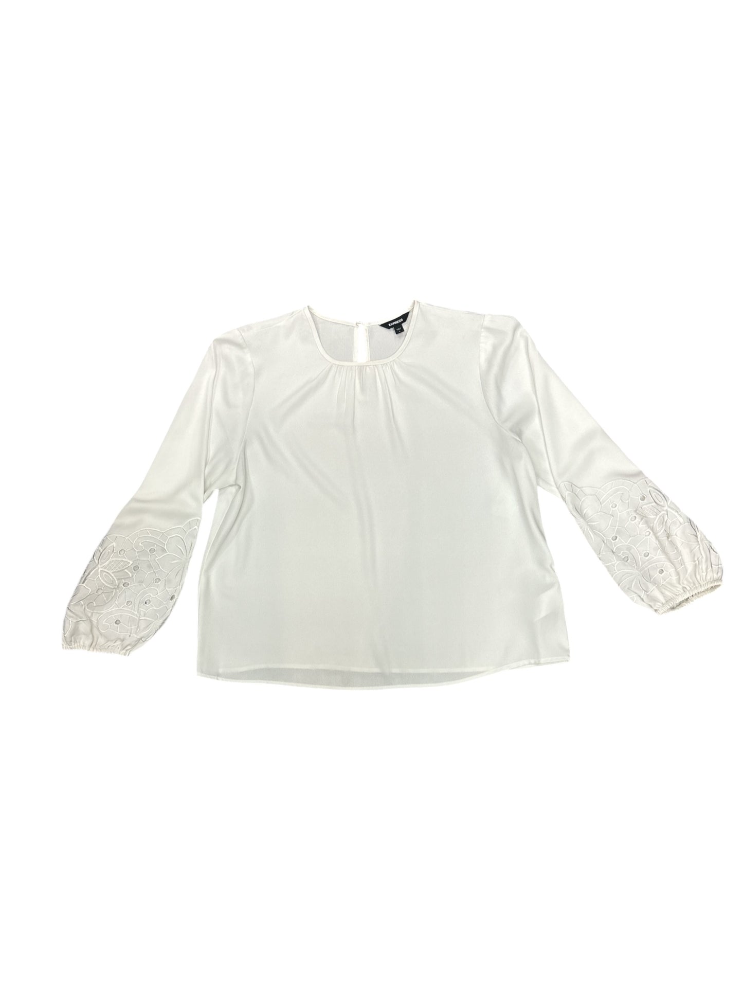 Top Long Sleeve By Express In White, Size: L