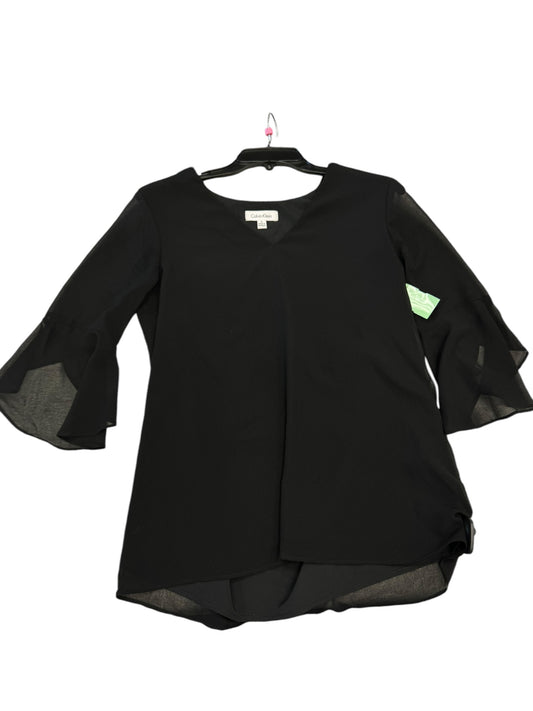 Top Long Sleeve By Calvin Klein In Black, Size: S