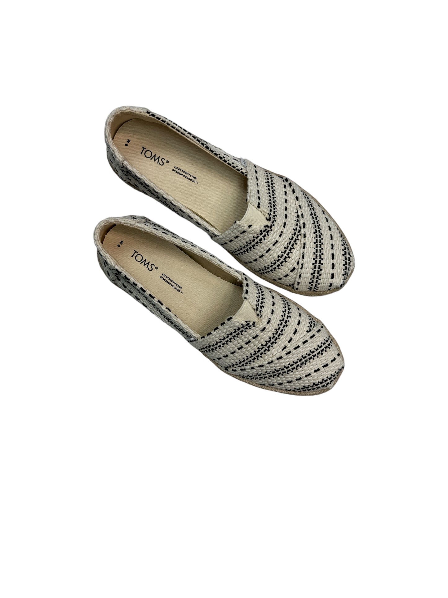 Shoes Flats By Toms In Black & White, Size: 8