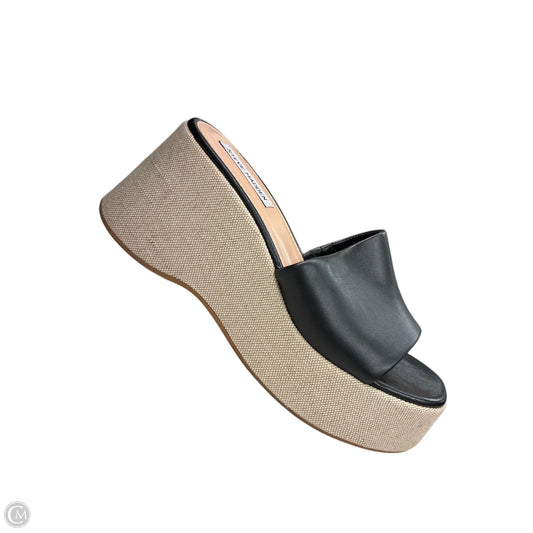 Sandals Heels Wedge By Steve Madden In Black & Cream, Size: 11