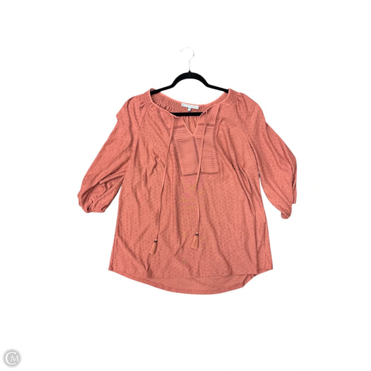 Top 3/4 Sleeve By Daniel Rainn In Pink, Size: 1x