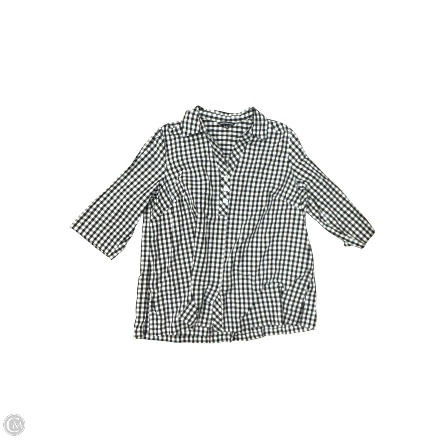 Top Long Sleeve By Zac And Rachel In Black & White, Size: 2x