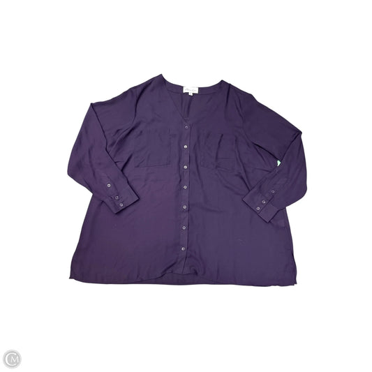 Top 3/4 Sleeve Basic By Clothes Mentor In Purple, Size: 3x