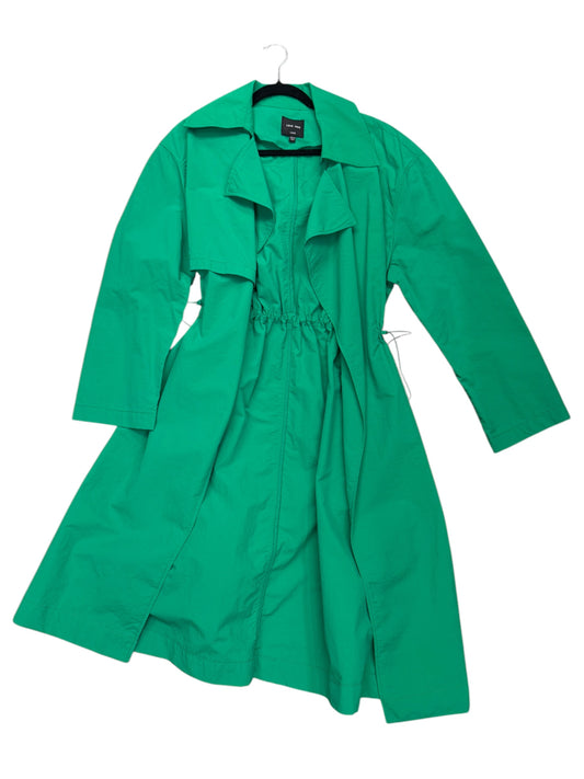 Coat Trench Coat By Love Tree In Green, Size: L