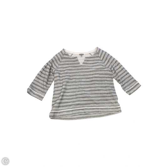 Top Long Sleeve By Talbots In Grey & White, Size: L