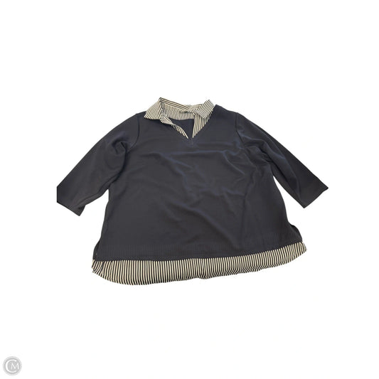 Top 3/4 Sleeve By Adrianna Papell In Navy, Size: 1x