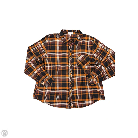 Top Long Sleeve By Maurices In Plaid Pattern, Size: Xl