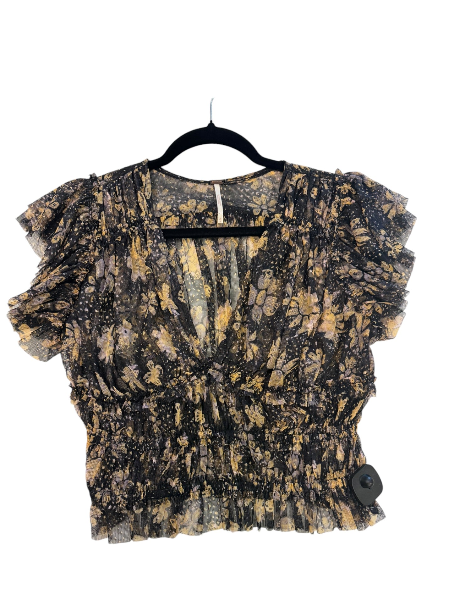 Top Short Sleeve By Free People In Floral Print, Size: S