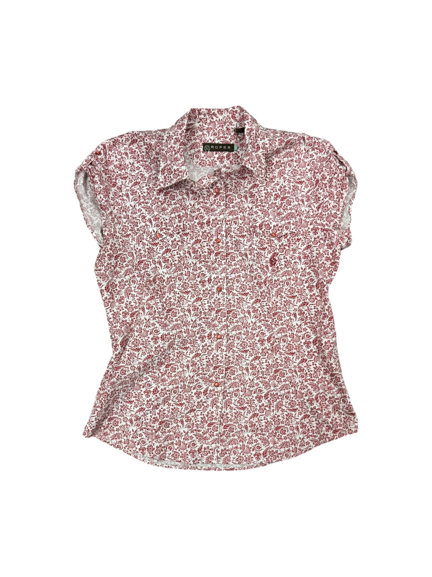 Top Short Sleeve By Roper In Red, Size: L