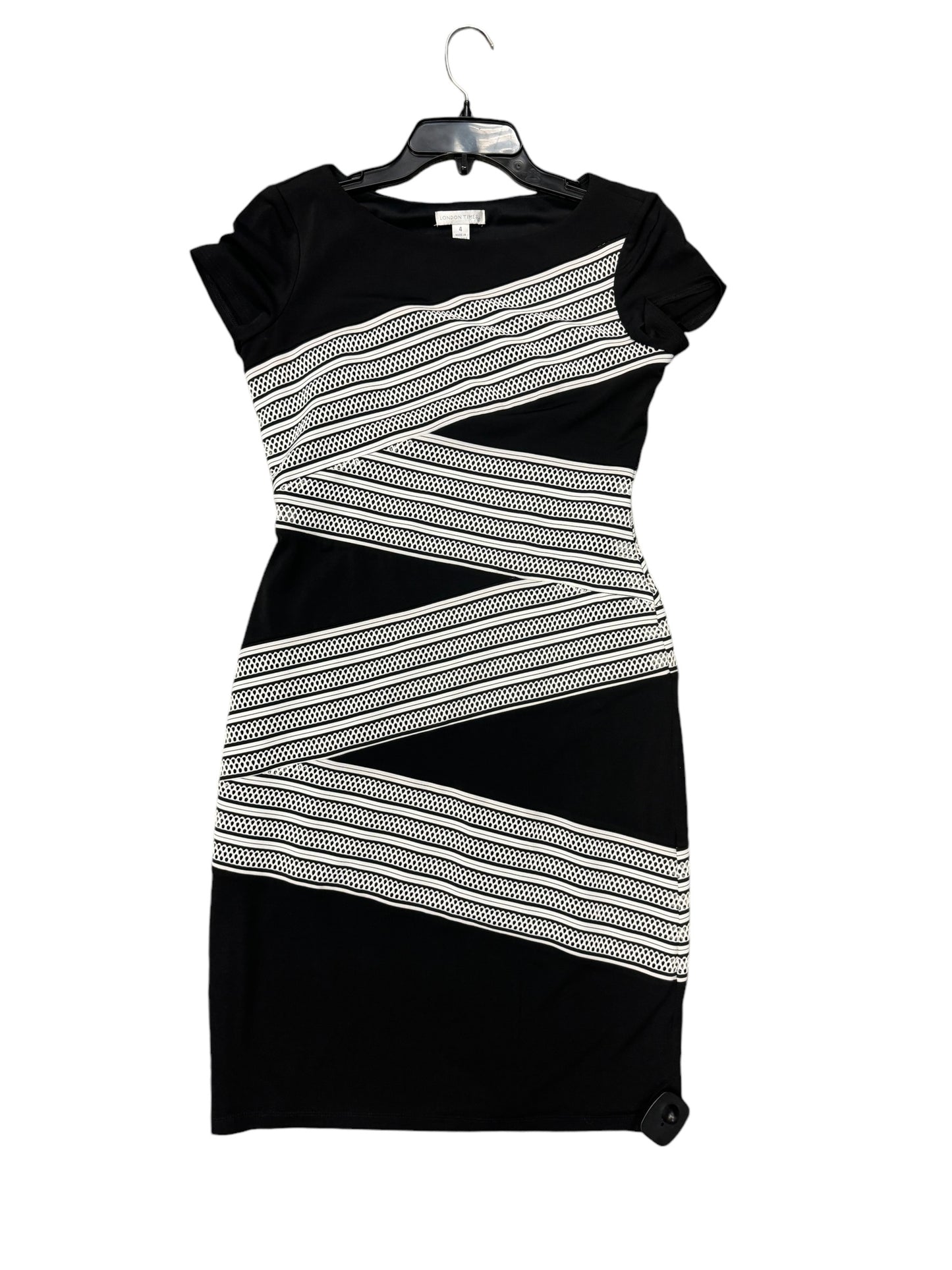 Dress Casual Midi By London Times In Black & White, Size: 4p