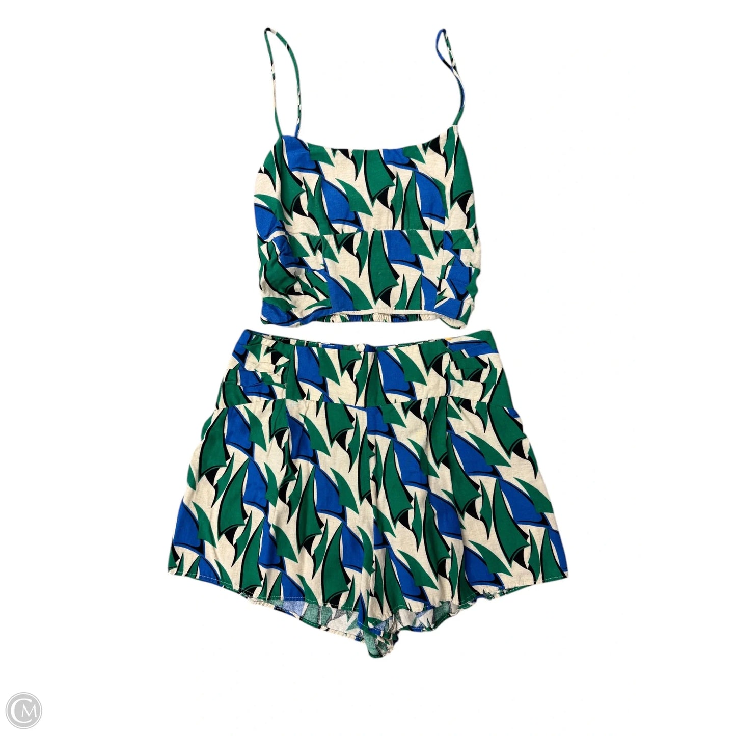 Top 2pc Short Sleeve By Zara In Blue & Green, Size: Xs