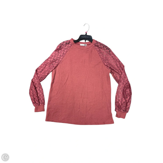 Top Long Sleeve By Cme In Mauve, Size: L