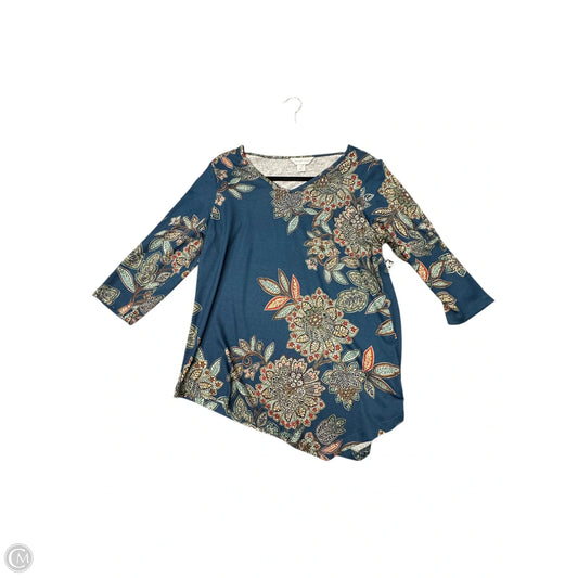 Top 3/4 Sleeve By Christopher And Banks In Blue, Size: M