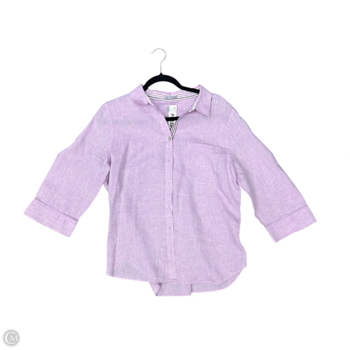 Top 3/4 Sleeve By Chicos In Purple, Size: 2x