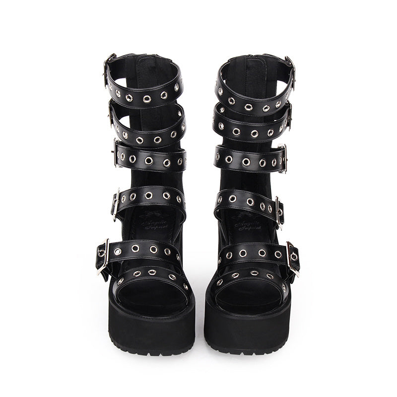 Platform sandals with high heels