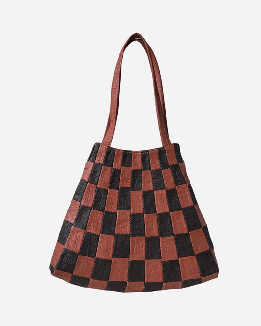 Checkered Patchwork Shopper Black/Canela