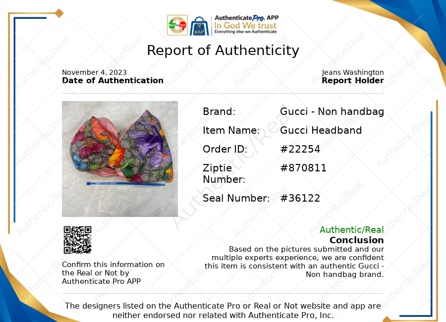 Accessory Designer Tag By Gucci